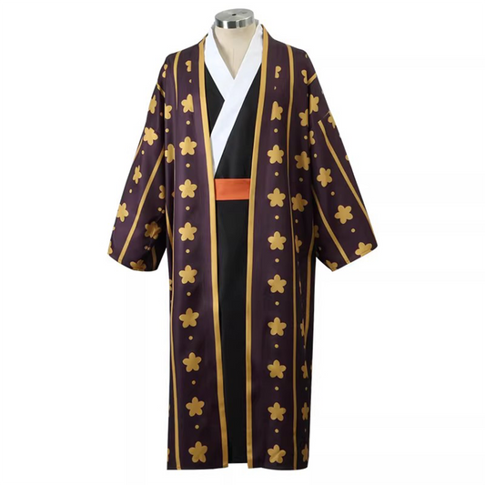 One Piece – Trafalgar D. Water Law Japanese Yukata Kimono Set Cosplay Costume with Outer Coat O015 party X party