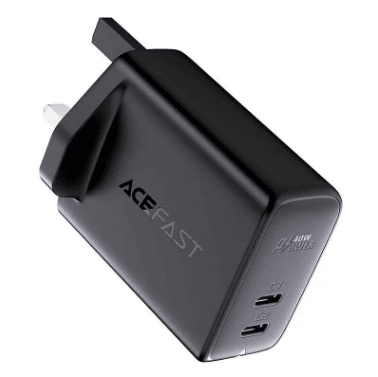 ACEFAST A12 PD40W Dual USB-C Charger – Fast Charging Adapter (Black) – LP-229 - party X party