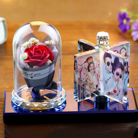 Custom Photo Crystal Lamp | Personalized Glowing Picture Frame | Unique Tabletop Wedding or Anniversary Gift | Creative DIY Light Display