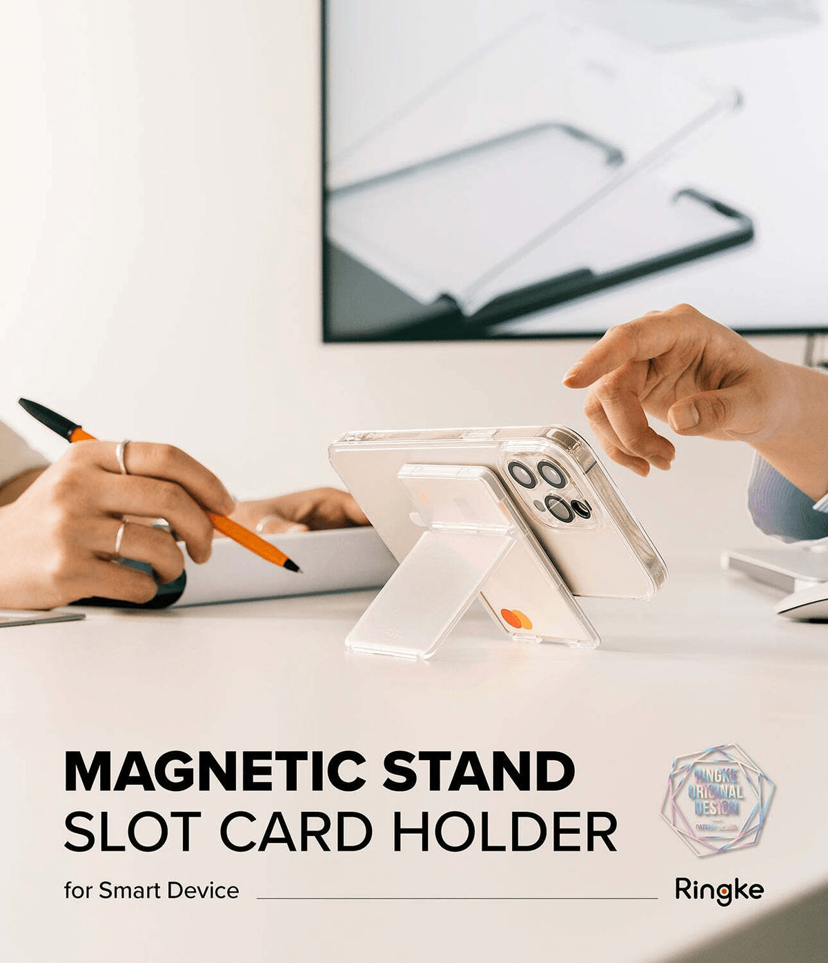 Ringke - Magnetic Holder Slot Card Holder - Transparent (with Transparent Gray Transparent Black Inside) – LP-083 - party X party
