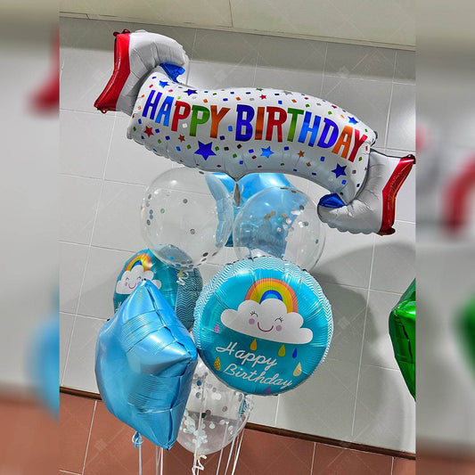 Light Blue Birthday Banner & Balloon Bunch– S110-1 - party X party