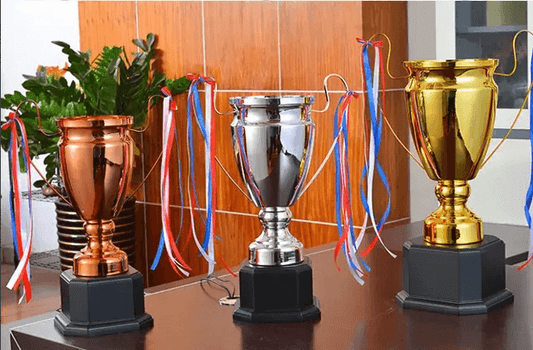 Engravable Metal Trophy | Creative Commemorative Award in Three Colors – TR-1590 - party X party
