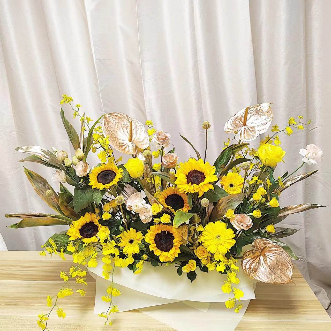 Sunflower flower basket table flower basket anniversary gift decorative gift – F-105