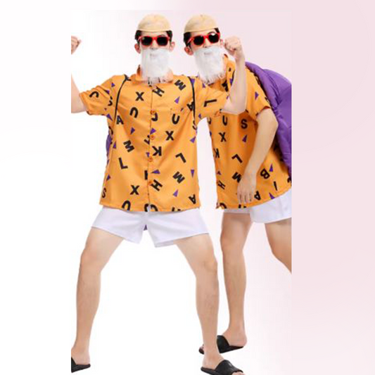 Dragon Ball Master Roshi Cosplay Costume Anime Training Outfit with Turtle Shell Full Set DB012