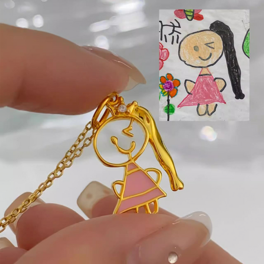 Children's Drawing Necklace, Hand-Drawn Art DIY Personalized Commemorative Gift party X party