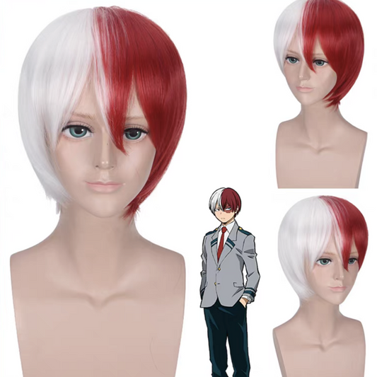 Shoto Todoroki Cosplay Wig – My Hero Academia Half Red Half White Short Anime Wig | UA012