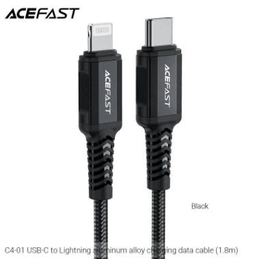 ACEFAST - C4-01 USB-C to Lightning 1.8M Aluminum Charging Cable-Black LP-231 - party X party