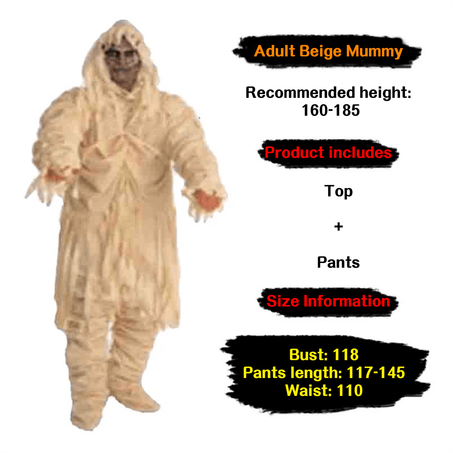 Adult Mummy Costume – Beige Wrap Halloween Outfit - party X party