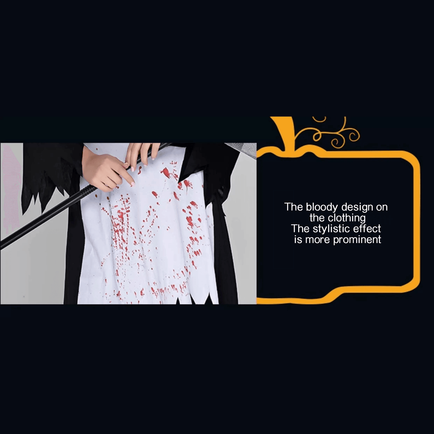 Bloody Witch Halloween Costume – Spooky Witch Dress with Hat & Broom - party X party