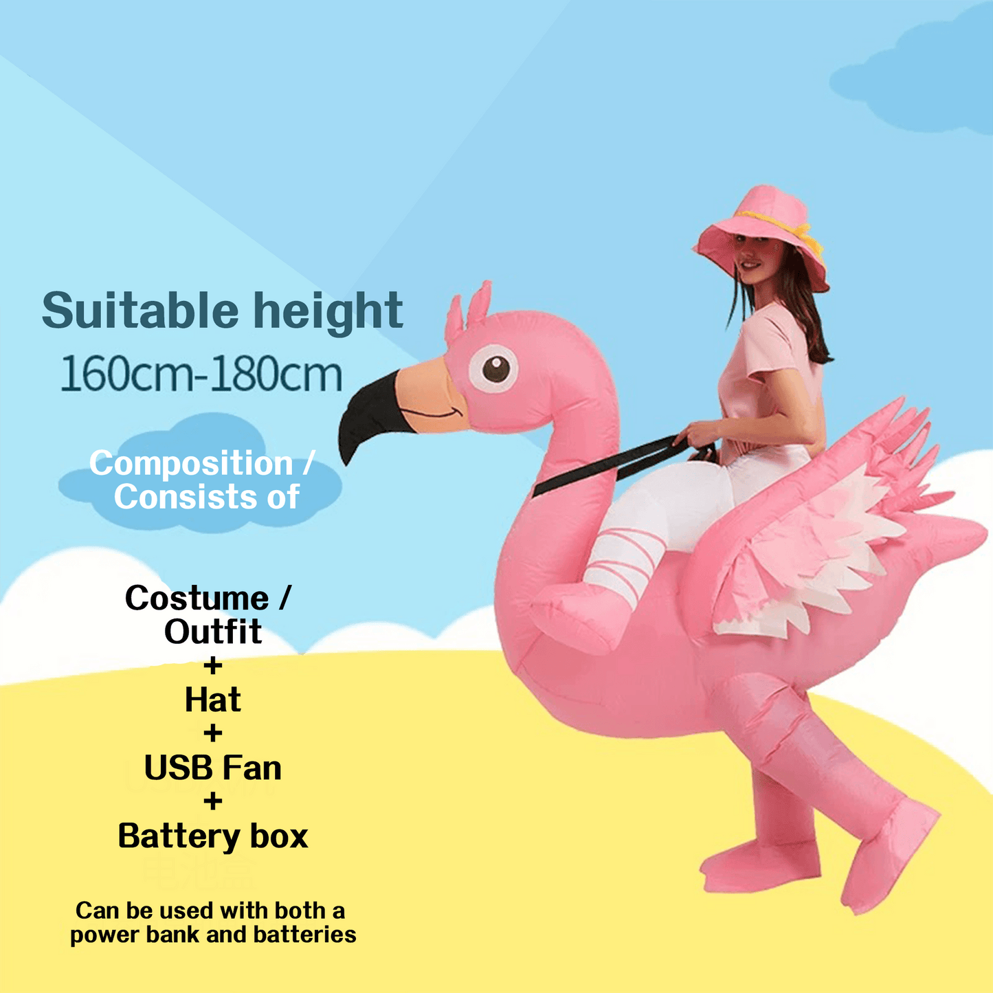 Inflatable Flamingo Costume – Fun & Eye-Catching Halloween Outfit for Kids & Adults - party X party