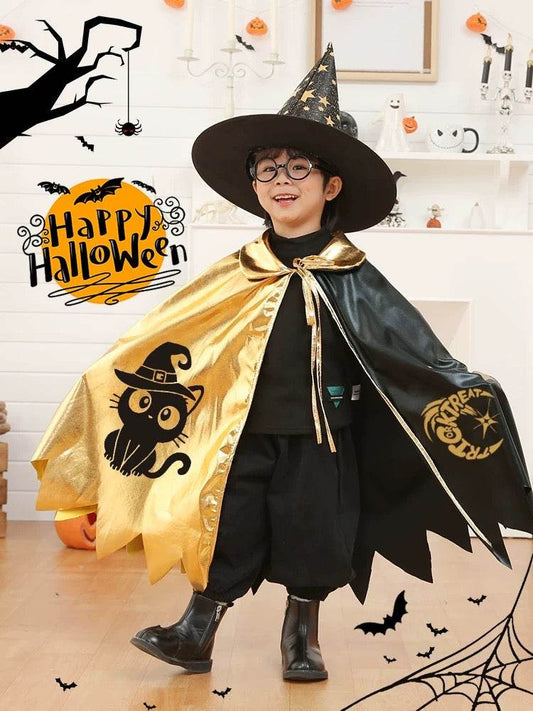 Magical Kids Halloween Wizard Costume Set Cape Cloak – Perfect for Boys & Girls - party X party