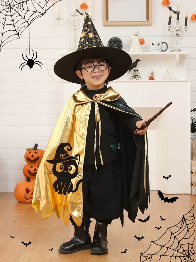 Magical Kids Halloween Wizard Costume Set Cape Cloak – Perfect for Boys & Girls - party X party