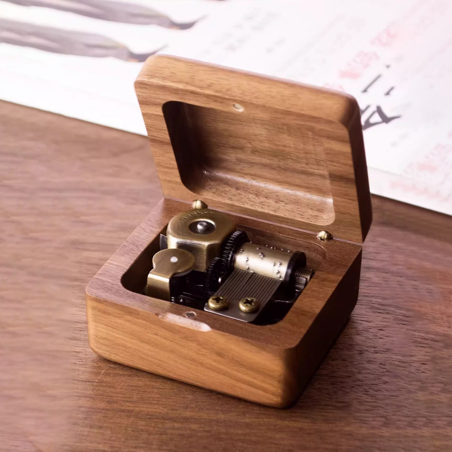 Walnut Wood Music Box, Custom Photo Commemorative Gift, Music Box party X party