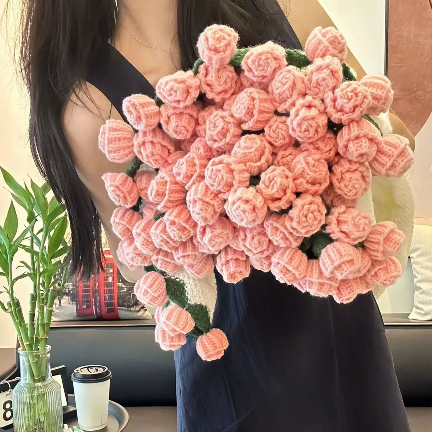 Handmade Rose Flower Woven Blanket/Throw and Never-Fading Bouquet party X party