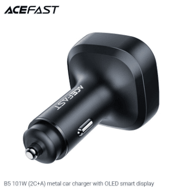 ACEFAST B5 101W Car Charger with OLED Display – 1×USB-A + 2×USB-C – Black – LP-233 - party X party