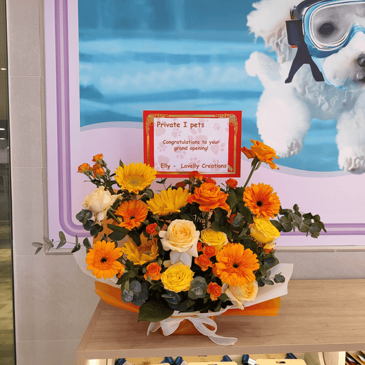 Orange bouquet Sunflower bouquet Orange rose, champagne rose Visiting bouquet – F-415 - party X party
