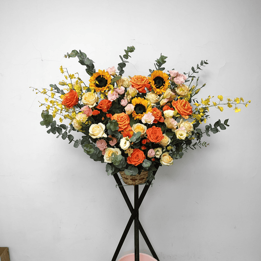 Sunflower basketOrange rose basketGift of blessingTripod basket – F-430 - party X party