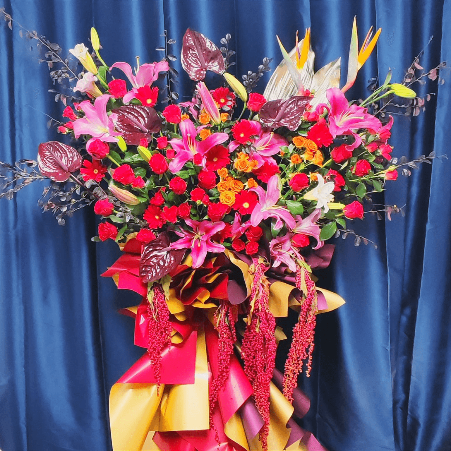 Prosperous Opening Congratulations Flower Basket | “Business Is Booming” Grand Opening Floral Arrangement – F-460 - party X party