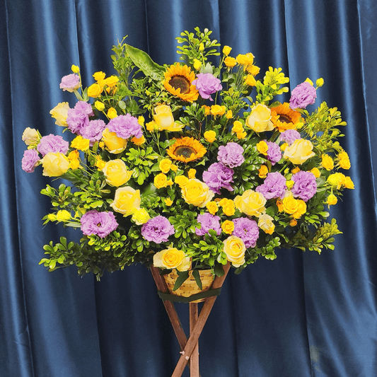 Blessing gift basket sunflower basket champagne rose basket tripod stand – F-470 - party X party