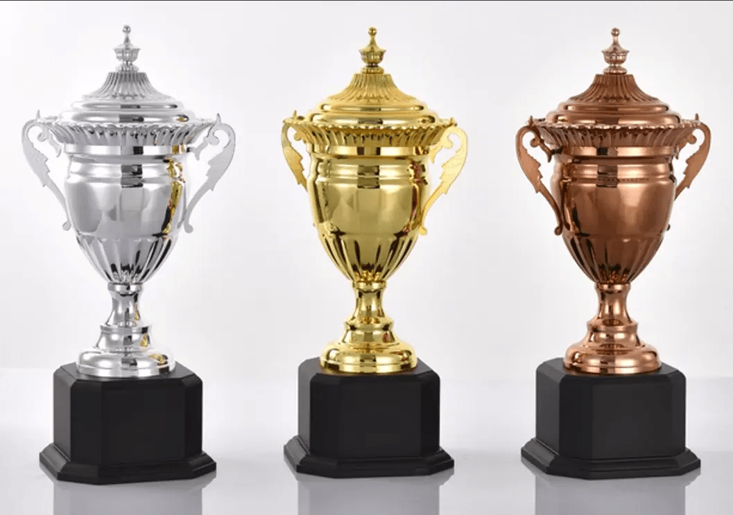 Engravable Metal Trophy | Creative Commemorative Award in Three Colors – TR-1585