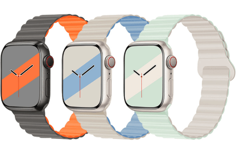 Applicable to Apple watch straps 1-10 generations Apple iwatch9S10 second generation two-color buckle silicone magnetic watch strap – SW-03 - party X party