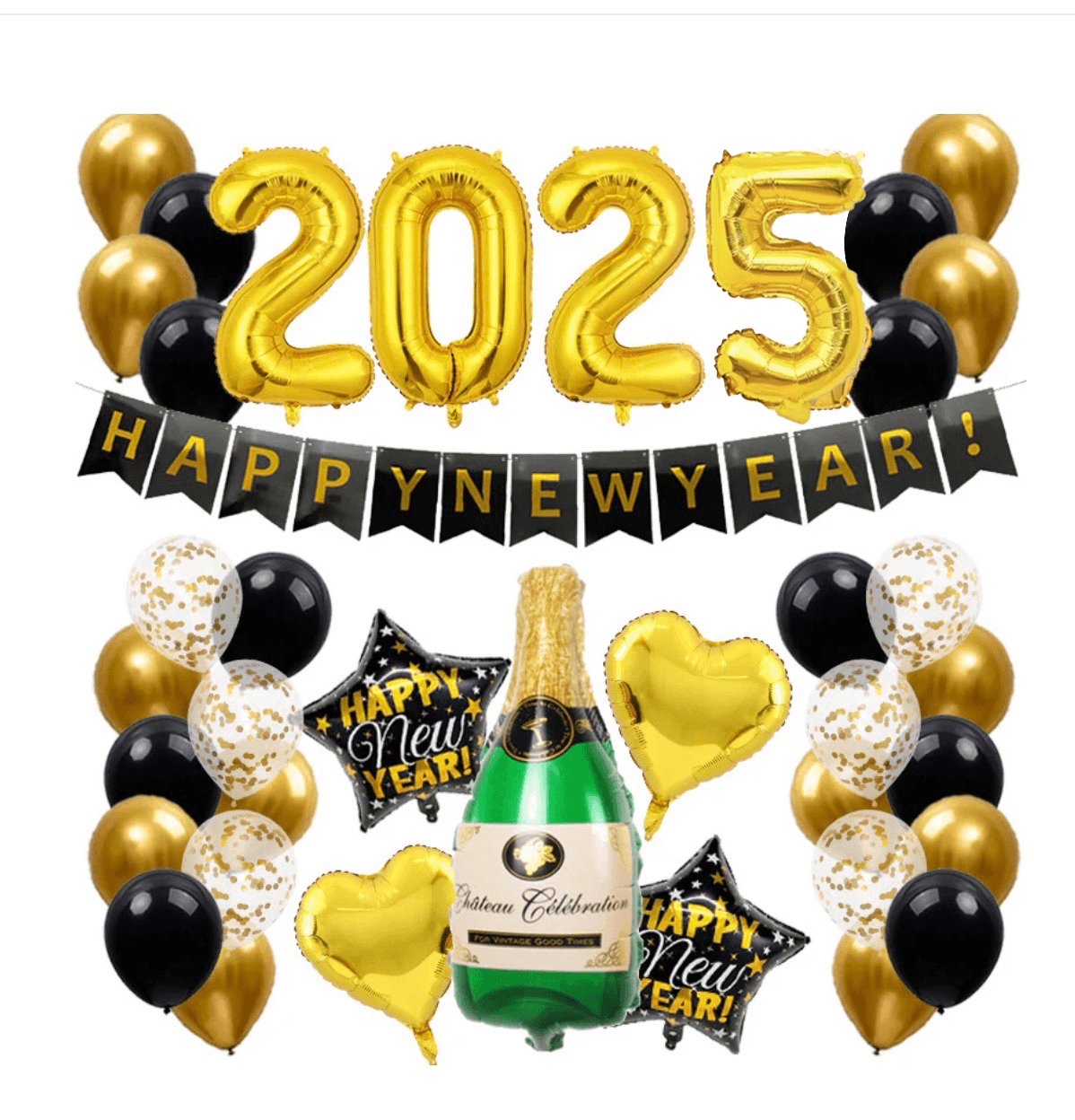 Limited Edition 2025 “HAPPY NEW YEAR” Gold Flag Banner Set | New Year’s Eve Party Decoration – L009 - party X party