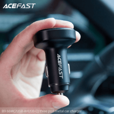 ACEFAST B9 66W Fast Car Charger – 2×USB-A + 1×USB-C – Black – LP-228 - party X party