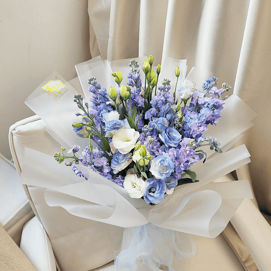 Purple bouquet Purple lilac, purple-blue platycodon bouquet Valentine's Day, anniversary, confession, proposal – F-255 - party X party