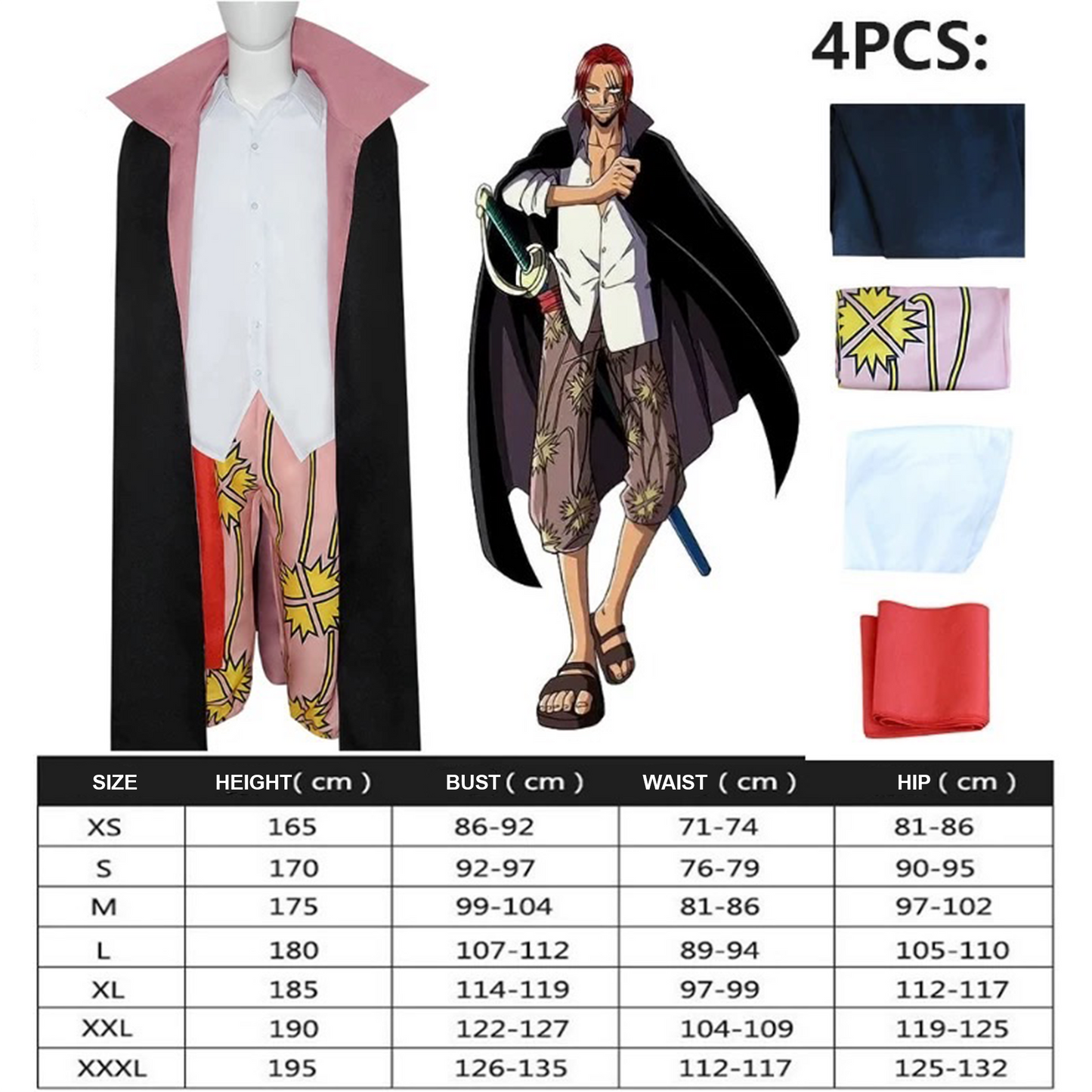 One Piece Theatrical Edition – Shanks Four Emperors Captain Cosplay Set with Wig (Two Years Earlier) 0019 party X party