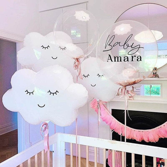 White closed eyes smiling cloud aluminum film balloon--B181 - party X party