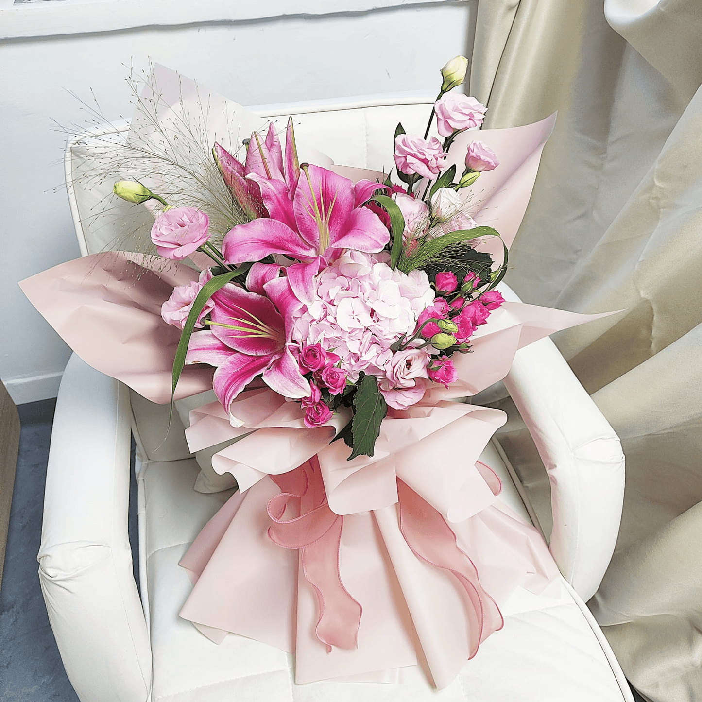 Pink lily bouquet scented rose bouquet Valentine's Day bouquet confession proposal anniversary graduation gift – F-260 - party X party