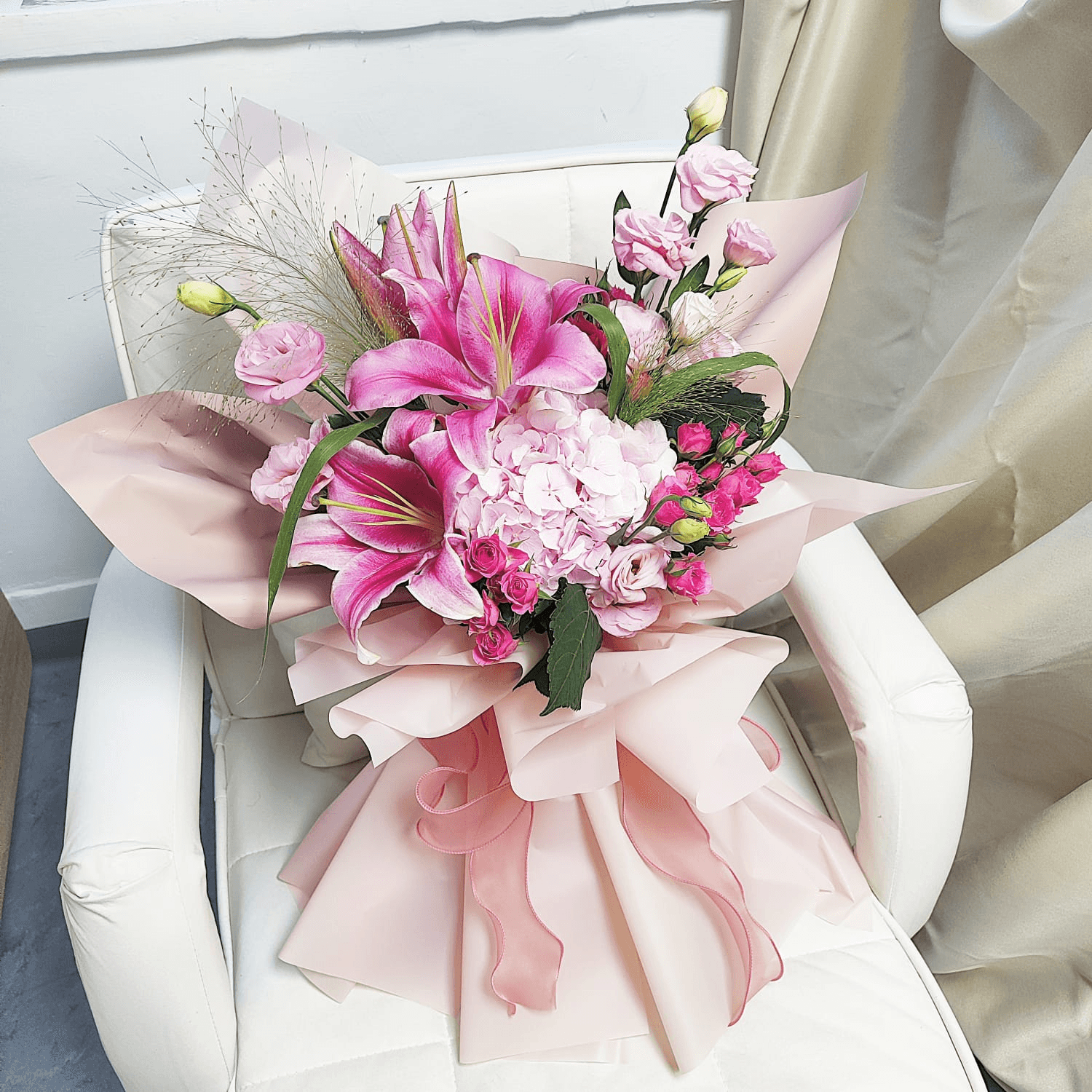 Pink lily bouquet scented rose bouquet Valentine's Day bouquet confession proposal anniversary graduation gift – F-260 - party X party