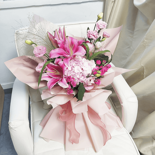 Pink lily bouquet scented rose bouquet Valentine's Day bouquet confession proposal anniversary graduation gift – F-260 - party X party