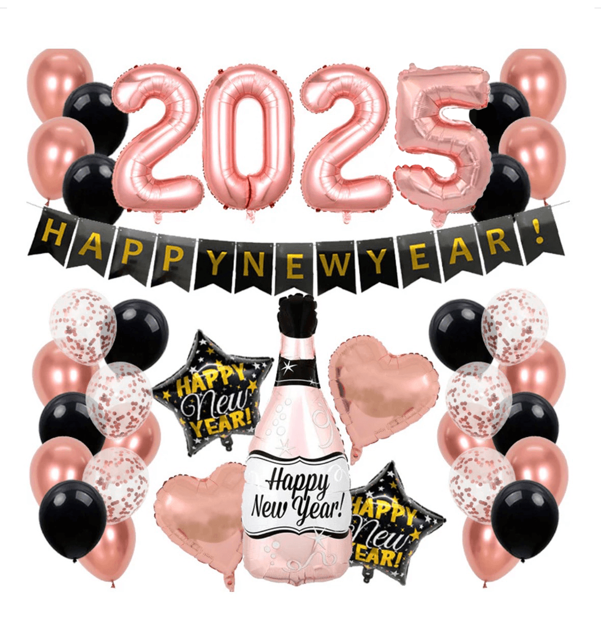 Limited Edition 2025 “HAPPY NEW YEAR” Rose Gold Flag Banner Set | New Year’s Eve Party Decoration – L010 - party X party
