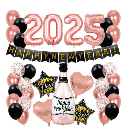 Limited Edition 2025 “HAPPY NEW YEAR” Rose Gold Flag Banner Set | New Year’s Eve Party Decoration – L010 - party X party