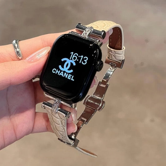 Apple Watch Crocodile Pattern Leather Strap – Diamond Arc de Triomphe Design SW-29 party X party
