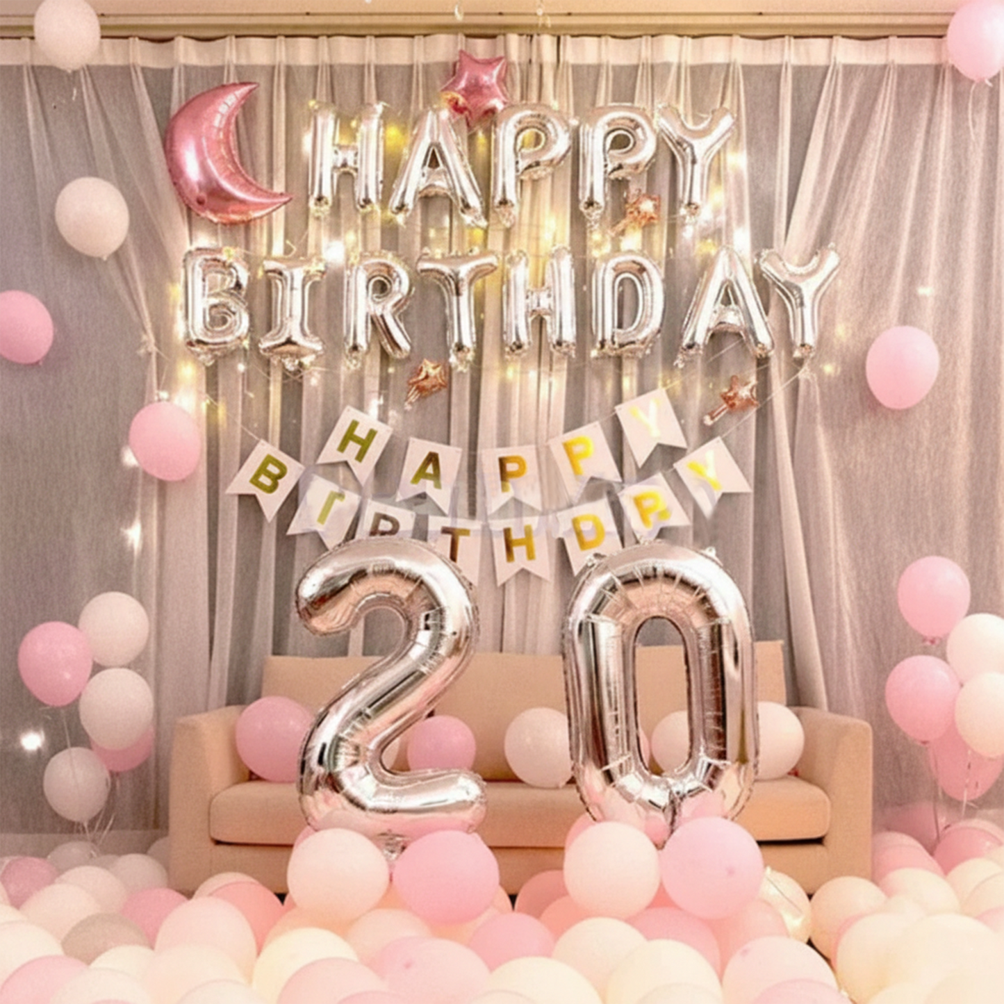 Pink Princess Party Decoration Set – Matte Pink & Matte White--S090