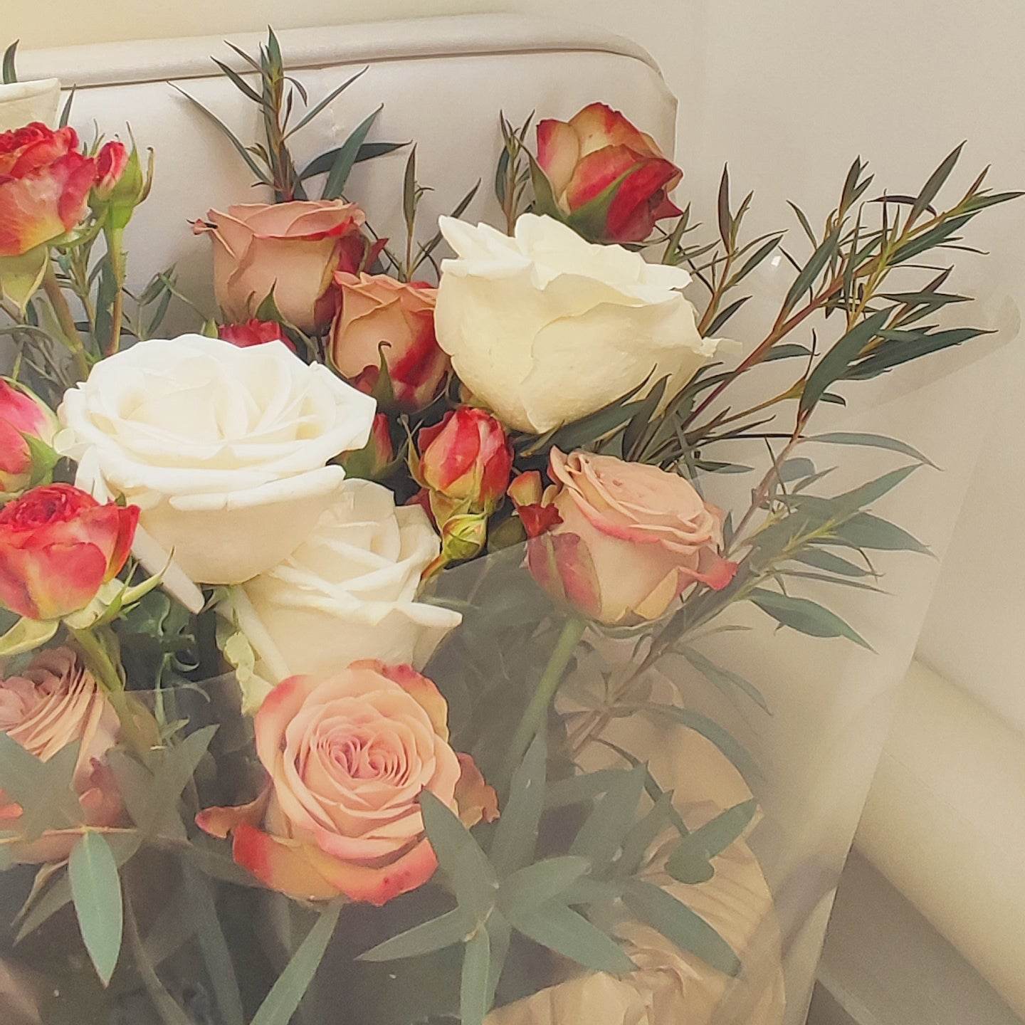 White Rose Cappuccino Rose Chocolate Bubble Rose Bouquet -- – F-516 - party X party