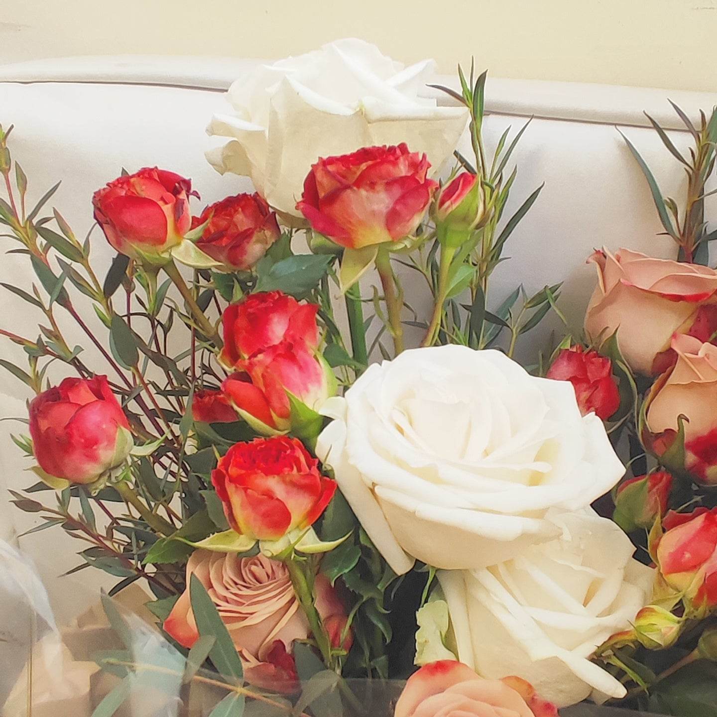 White Rose Cappuccino Rose Chocolate Bubble Rose Bouquet -- – F-516 - party X party