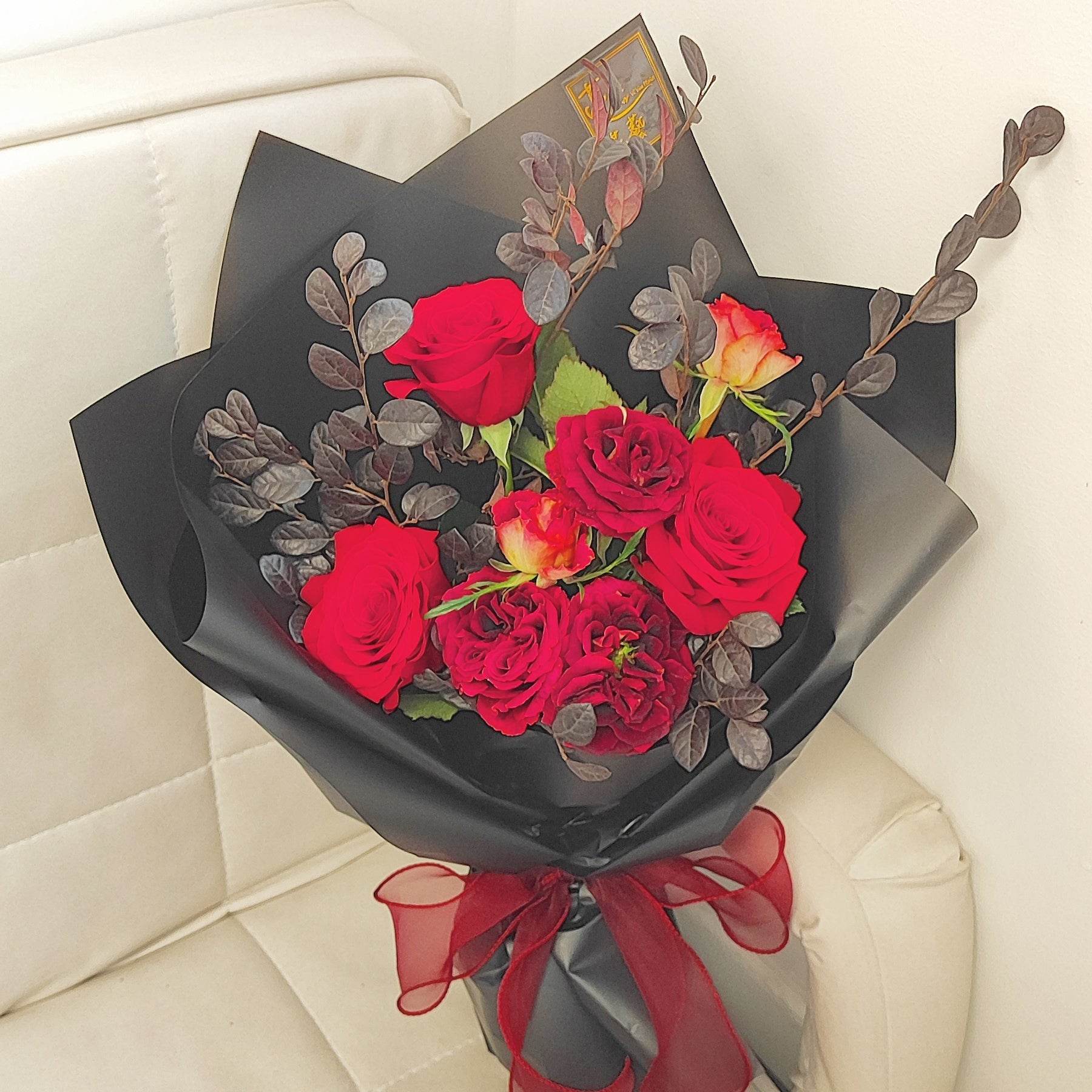 Red Rose Dark Red Small Rose Red Wood Bouquet--F-517 - party X party