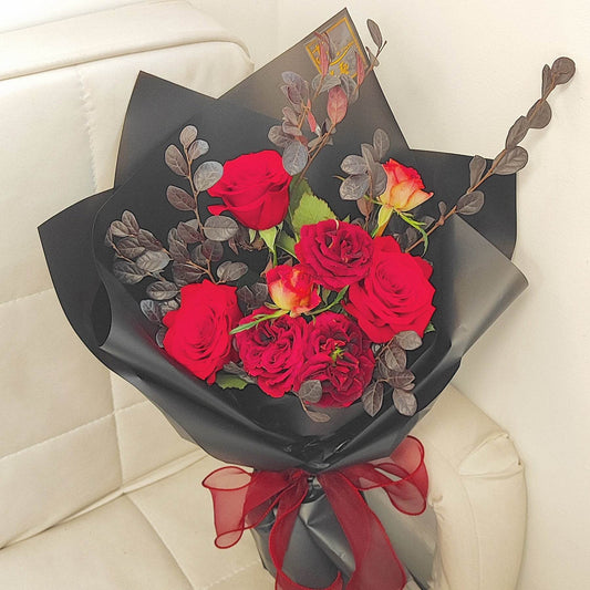 Red Rose Dark Red Small Rose Red Wood Bouquet--F-517 - party X party