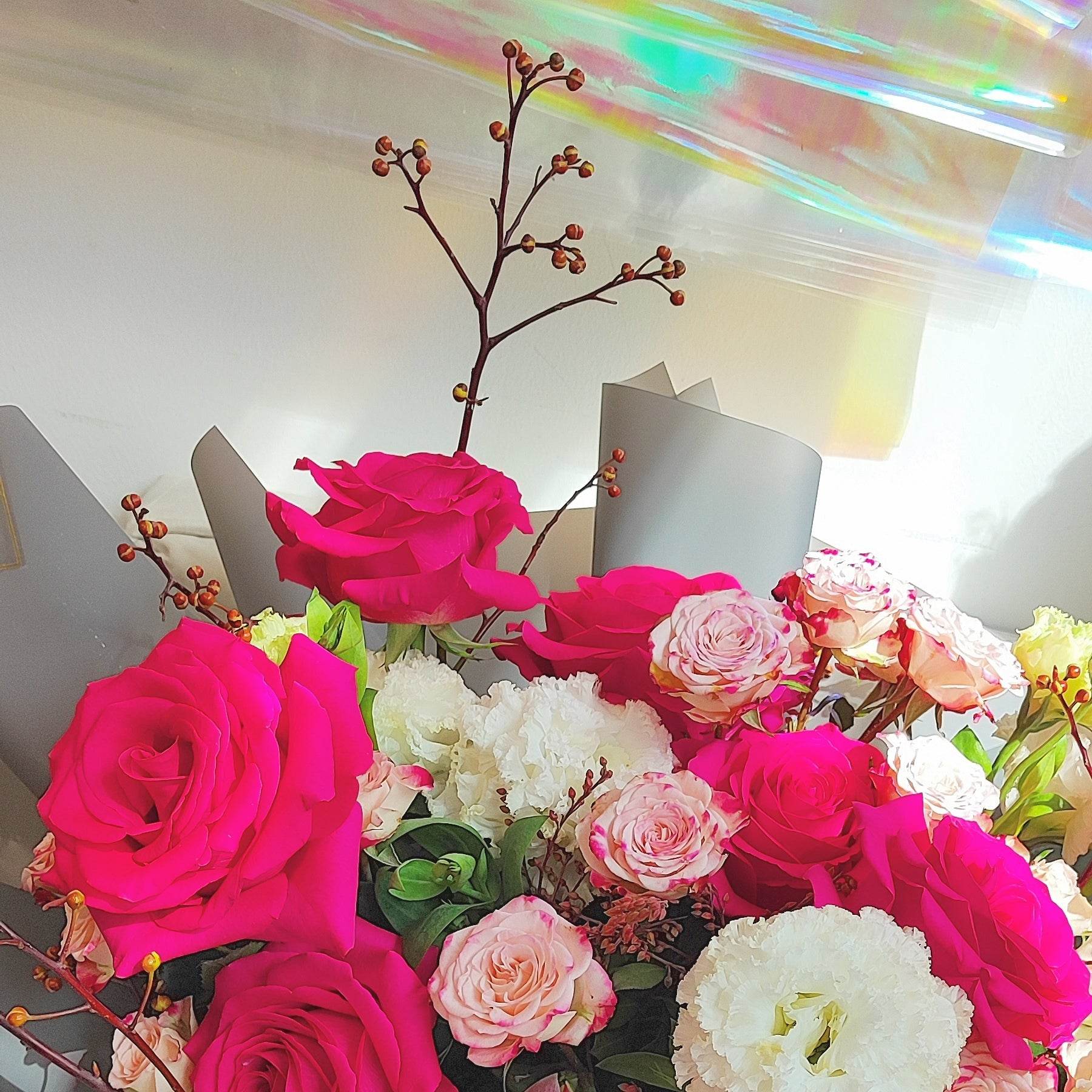 Pink rose wavy white platycodon small rose phalaenopsis – --F-520 - party X party