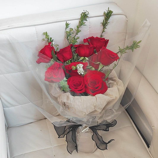 11 Red Roses Bouquet with Small Handball – F-522 - party X party