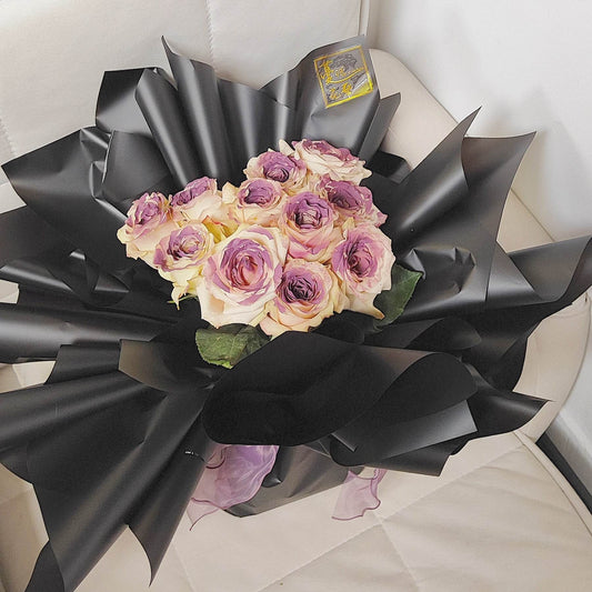 11 Black Plum Roses – Unique & Elegant Bouquet – F-531 - party X party
