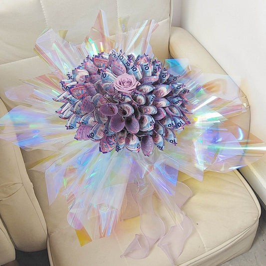 98 pieces of $10 silver paper flowers + 1 purple rose (price includes silver paper)--F-533 - party X party