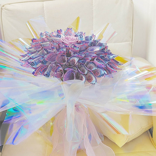 98 pieces of $10 silver paper flowers + 1 purple rose (price includes silver paper)--F-533 - party X party