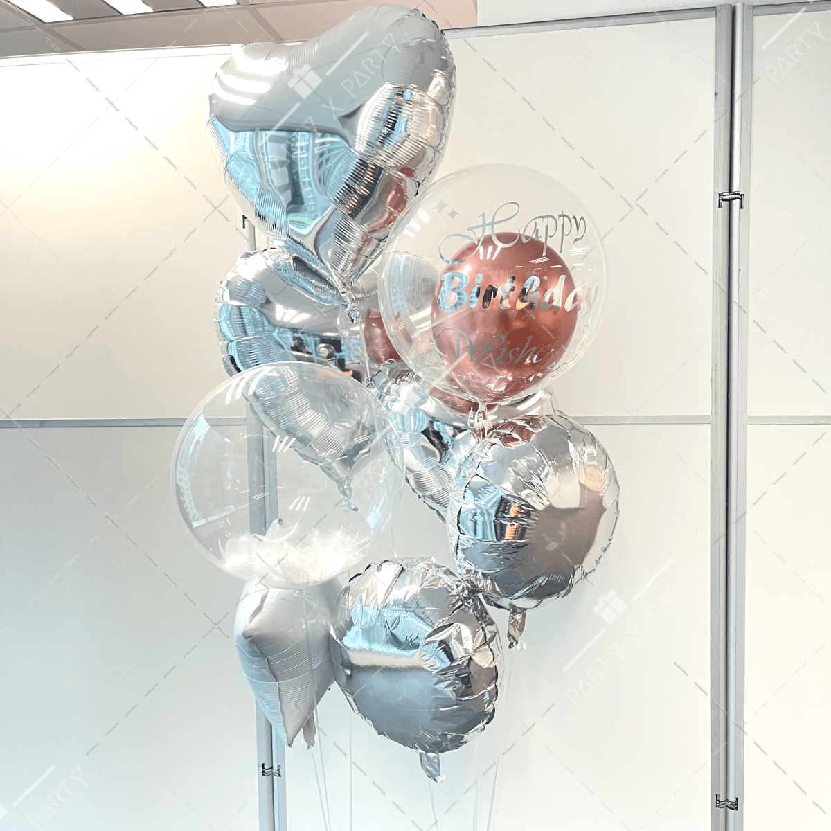 17-inch Japanese Crystal Balloons (Set of 2) (Custom Printed) Silver Foil Balloon Set - B134-6 - party X party