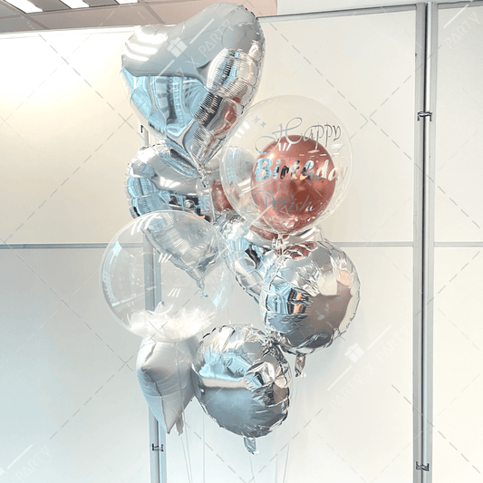 17-inch Japanese Crystal Balloons (Set of 2) (Custom Printed) Silver Foil Balloon Set - B134-6 - party X party