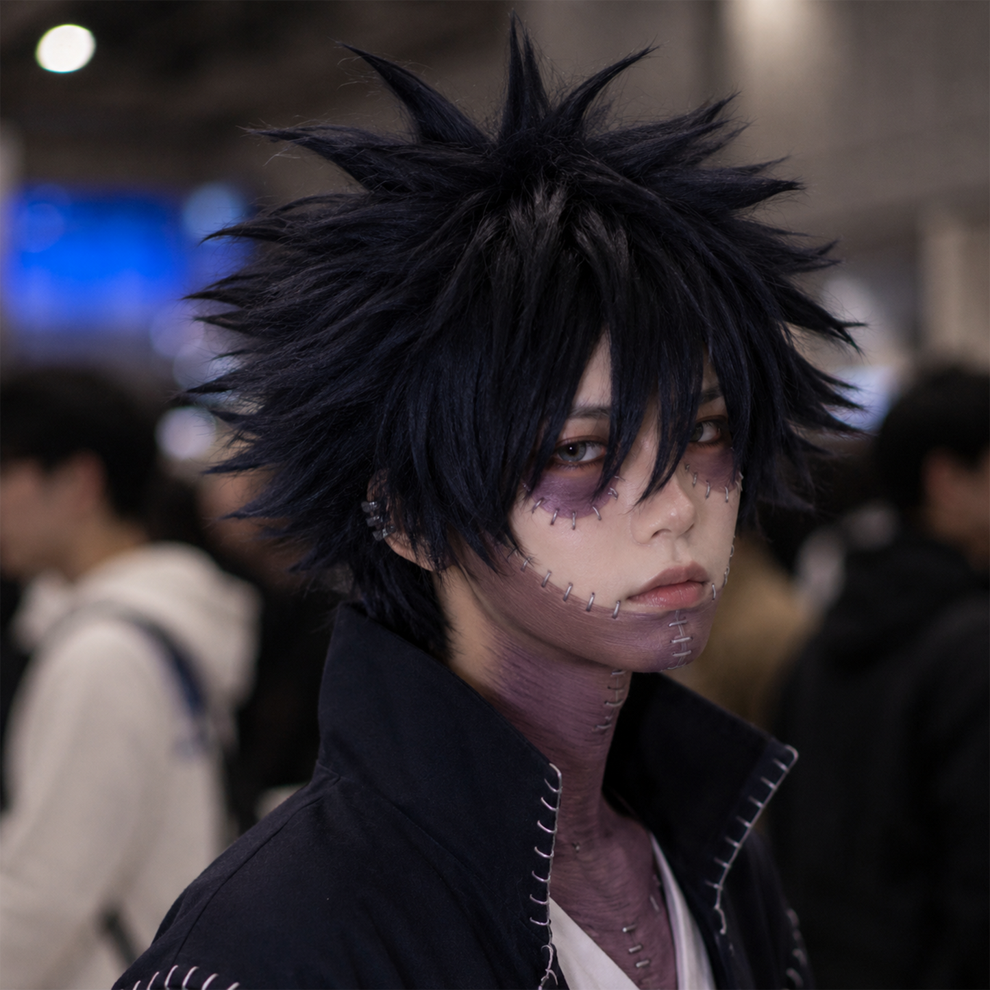 Fluffy Short Black Cosplay Wig – Japanese Anime Style Synthetic Full Hair Wig | UA020