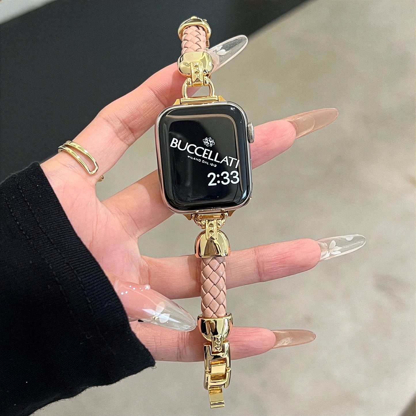 Apple Watch Braided Leather Strap with Chanel-Style Chain SW-28 party X party